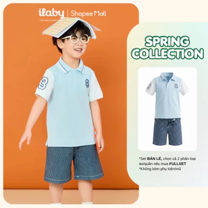 [ILABY 10-40kg] Mix set đồ bộ bé trai áo polo phối màu và quần short sọc kẻ năng động [3764+4007]