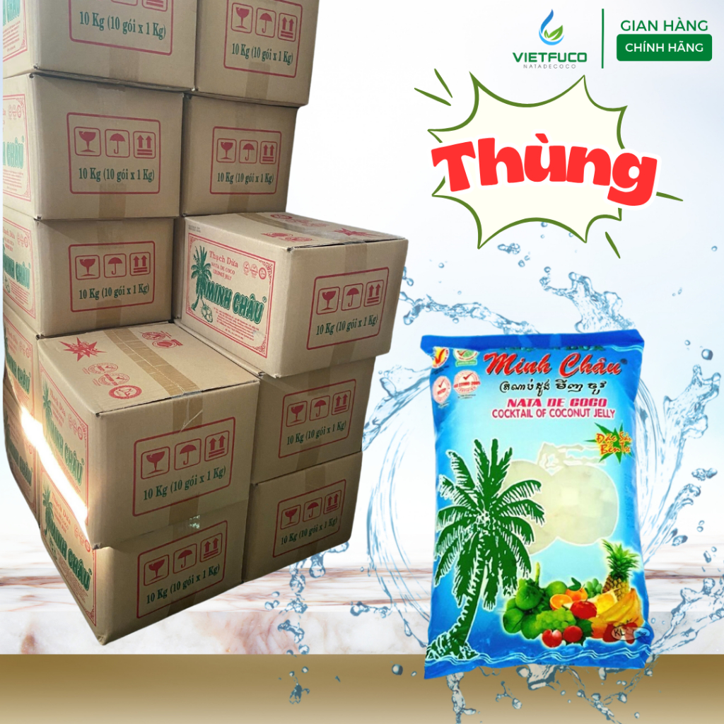 Thùng giá sỉ Túi Thạch dừa Minh Châu tuổi thơ – Đặc sản Bến Tre x Vietfuco