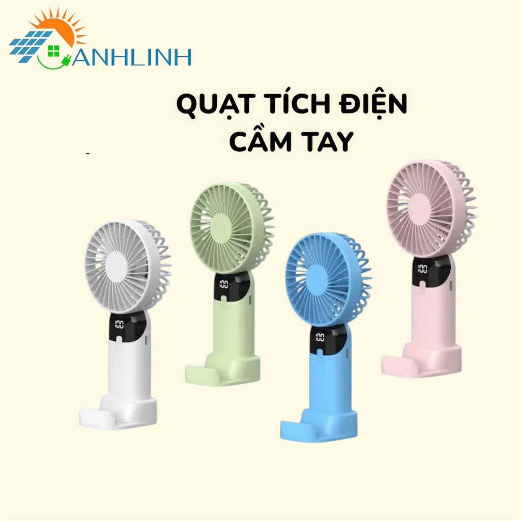 Quạt Cầm Tay Tích Điện GongYi 5 Cấp Gió Pin Lên Đến 6H Nhỏ Gọn Siêu Tiện Lợi F18