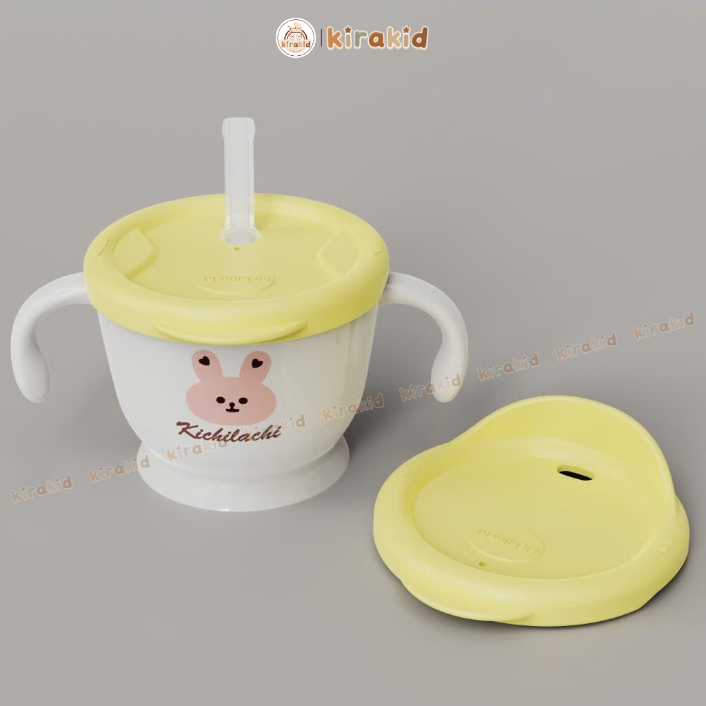 Cốc tập hút 3 giai đoạn cho bé Kichilachi có vạch chia 150ml, có nắp uống trực tiếp