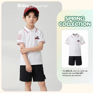 [ILABY 10-40kg] Mix set bộ hè bé trai, áo polo thêu hình chữ và quần đùi thoáng mát [3763+3894]