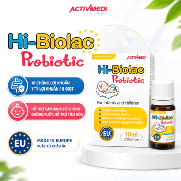 Men vi sinh Hi Biolac, men vi sinh cho bé 10 chủng chuẩn Châu Âu giúp cân bằng hệ vi sinh, an toàn, lành tính - 10ml