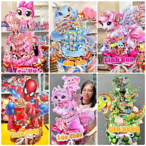 Set Tag Giấy Cỡ To Hình Con Vật, Hoạt Hình Trang Trí Tháp Bánh Kẹo Cho Bé Trai Gái