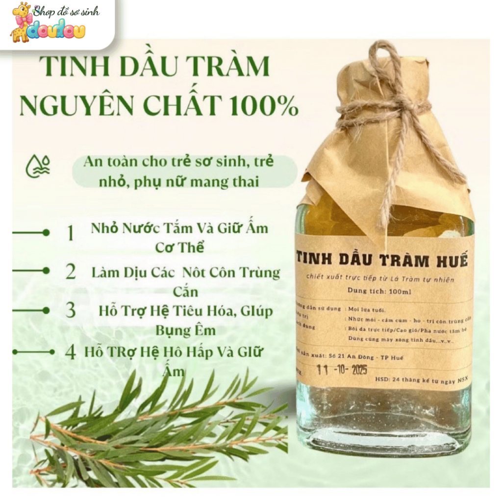 Tinh Dầu Tràm Chính Hãng An Đông Huế 100 ML Siêu Đậm Đặc Giúp Đuổi Muỗi, Giữ Ấm Cho Bé DouDou A13