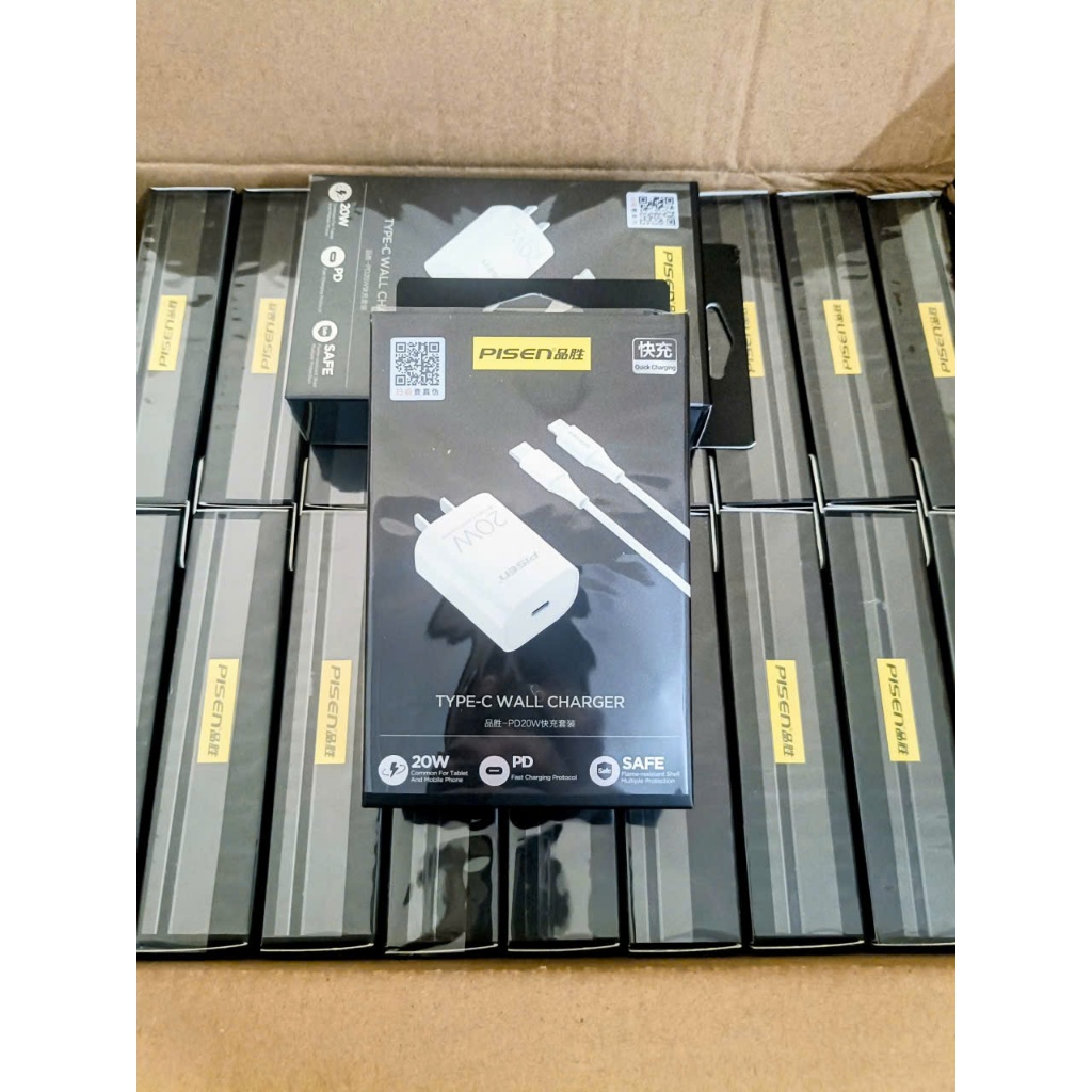 Bộ Sạc PISEN 20W PD Fast Charging Cổng USB-C  Kèm Cáp Sạc i.P Type-C light Chính Hãng