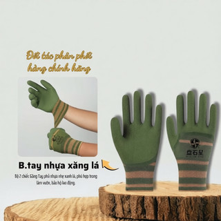 Set 12 Đôi Găng tay lao động co giãn tốt, có lớp phủ PU nhám sần chống bám đất xanh rêu 528 chống cắt chống mài mòn
