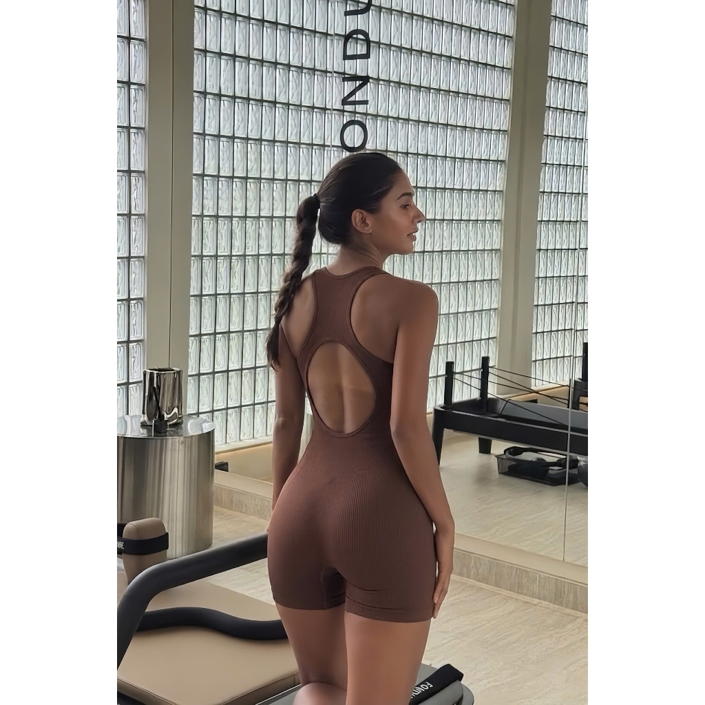 Bộ Đồ Tập Yoga CÓ MÚT  Liền Thân Jumpsuit Tập Gym Nâng Mông Hở Lưng Sexy Co Giãn 4 Chiều Cao Cấp Hannal Store 97 - GY3