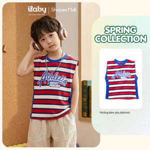 [ILABY 10-40kg] Áo ba lỗ bé trai chất cotton co giãn họa tiết kẻ sọc athletic [3661]