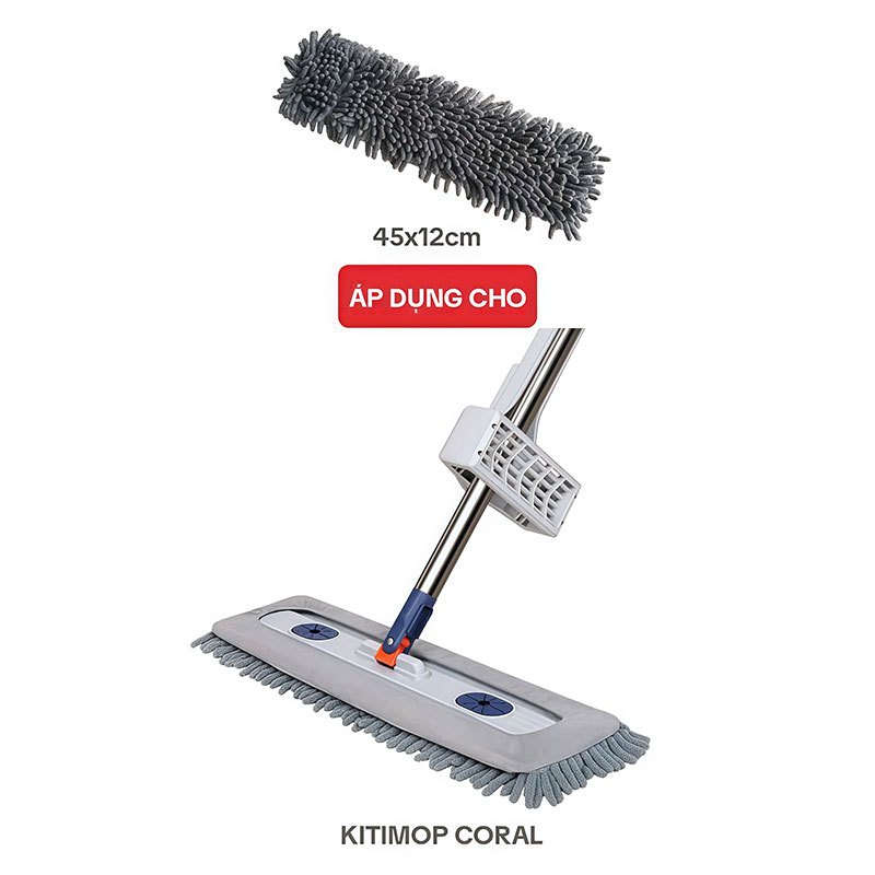 Bông Lau Nhà Thay Thế KTMC-01-1, Dùng Cho Cây Lau Nhà Tự Vắt KITIMOP CORAL Mã KTMC-01