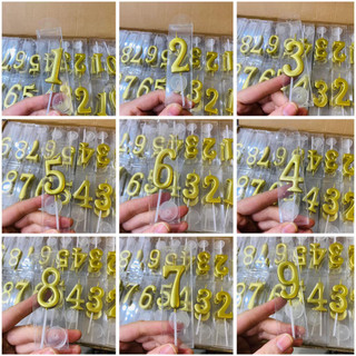 [Combo 10] Nến số nhũ vàng, Đèn cầy nhũ số, trang trí bánh kem, bánh sinh nhật ( hàng đẹp loại 1)