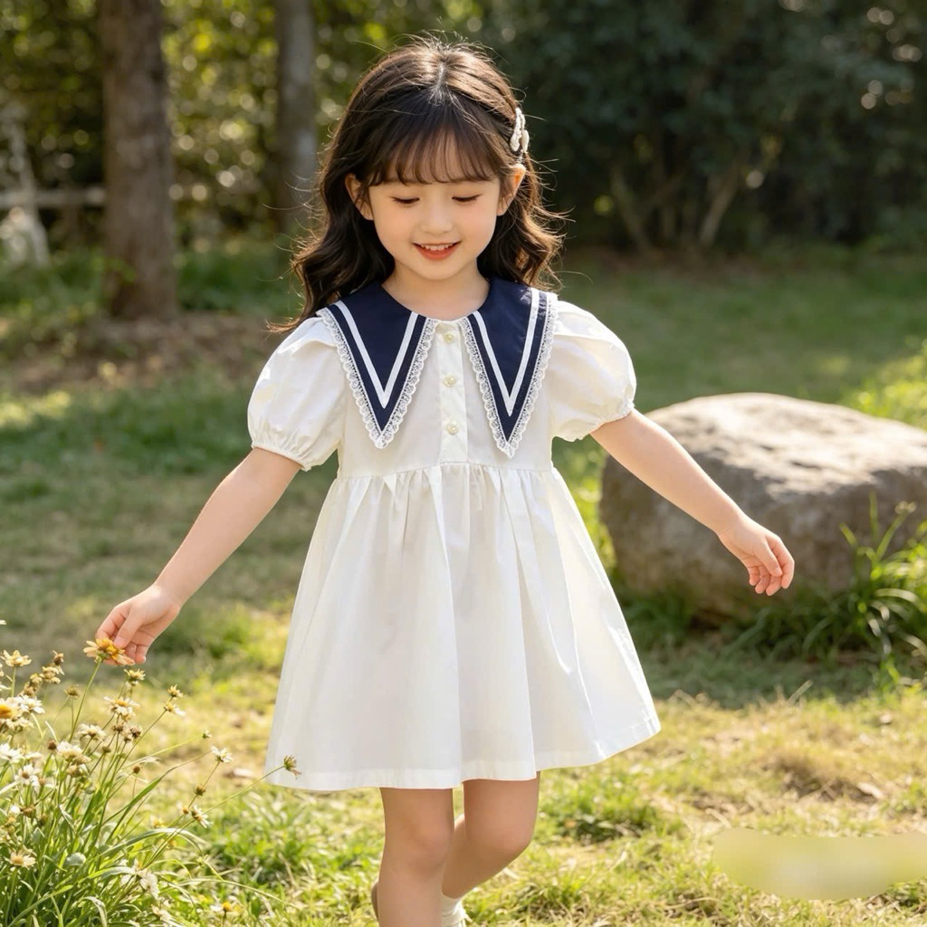 Đầm bé gái thủy thủ Mina, váy xinh cho bé gái, chất đẹp thoáng mát, size 1-10 tuổi (10-36kg)