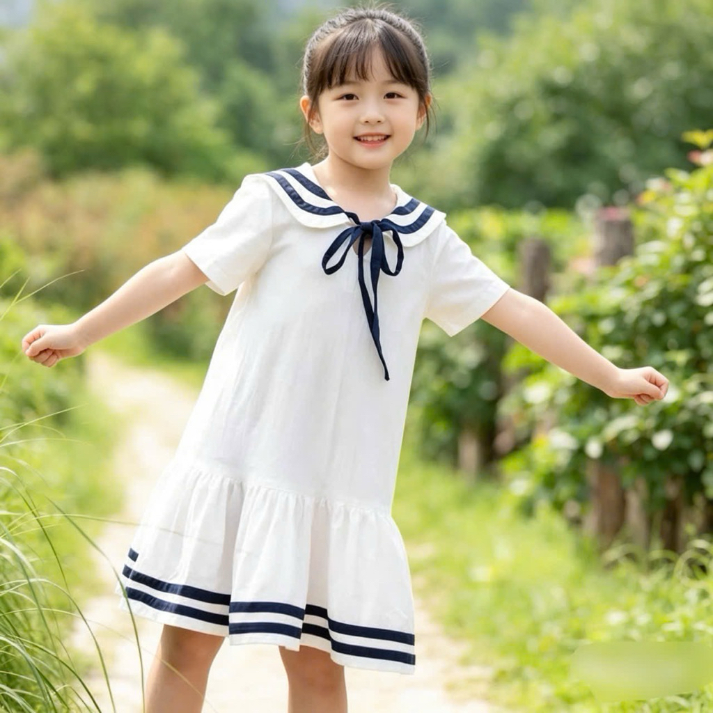 Đầm bé gái thủy thủ Mina, váy xinh cho bé gái, chất đẹp thoáng mát, size 1-10 tuổi (10-36kg)
