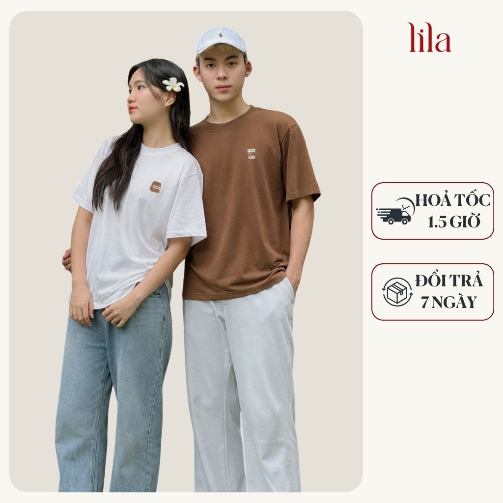 Áo phông đôi Tee cake & coffee LILA áo thun couple cổ tròn vải Premium cotton quà tặng bạn trai bạn gái ý nghĩa