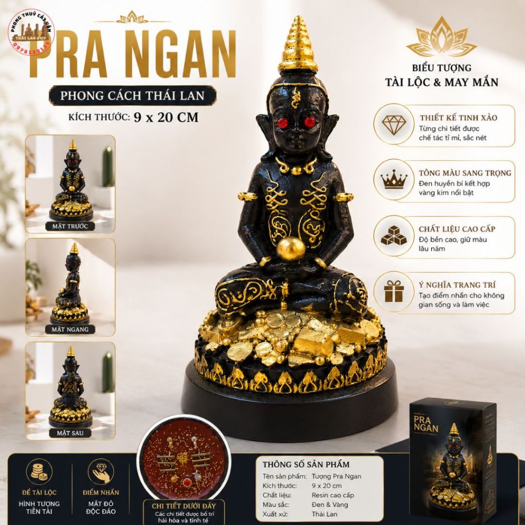 Tượng Prangang Cao 20Cm Decor Độc Lạ – Ba Màu Vàng Đỏ Đen – Điểm Nhấn Không Gian