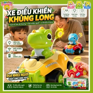 Xe điều khiển từ xa hình khủng long – Xe đua đối kháng cho trẻ em