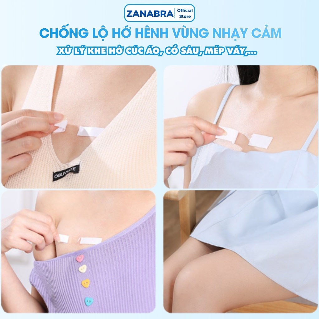 Miếng Dán Cố Định Quần Áo Túi 36 Miếng, Băng Dính Áo 2 Mặt Trong Suốt Chống Hở ZANABRA D3001
