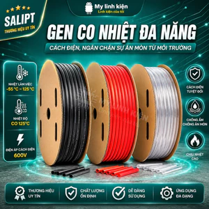 Gen co nhiệt cách điện 5 mét đen đỏ trong suốt bọc pin nhỏ chất lượng tốt.