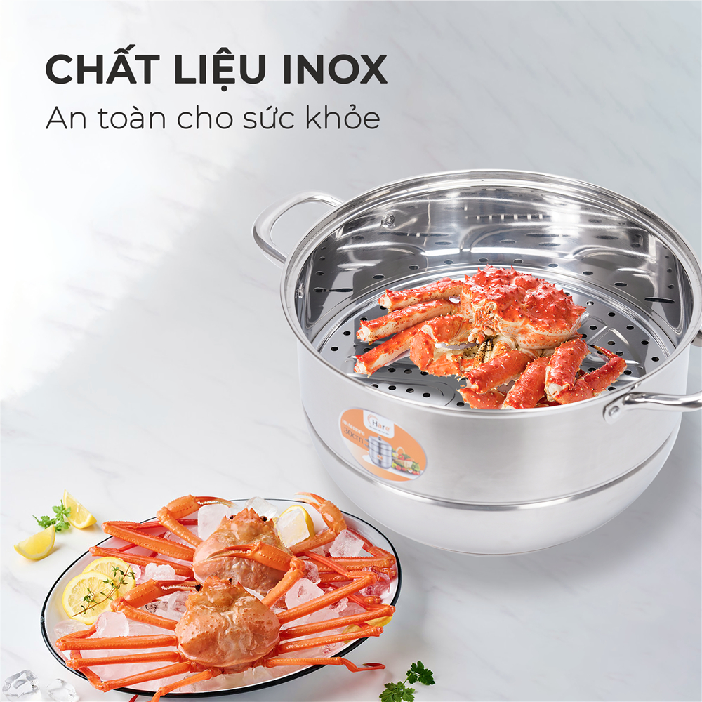 Bộ Nồi Hấp 3 Tầng Hare HR-SP300 Inox 201 Đường Kính 30cm Dùng Mọi Loại Bếp