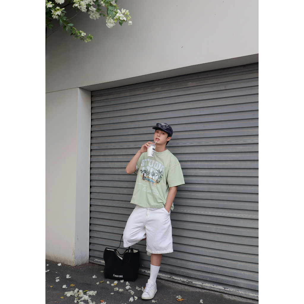Áo Thun Local Brand VIBESTU " Đảo Cọ " Form Big Boxy Unisex 250Gsm Cotton
