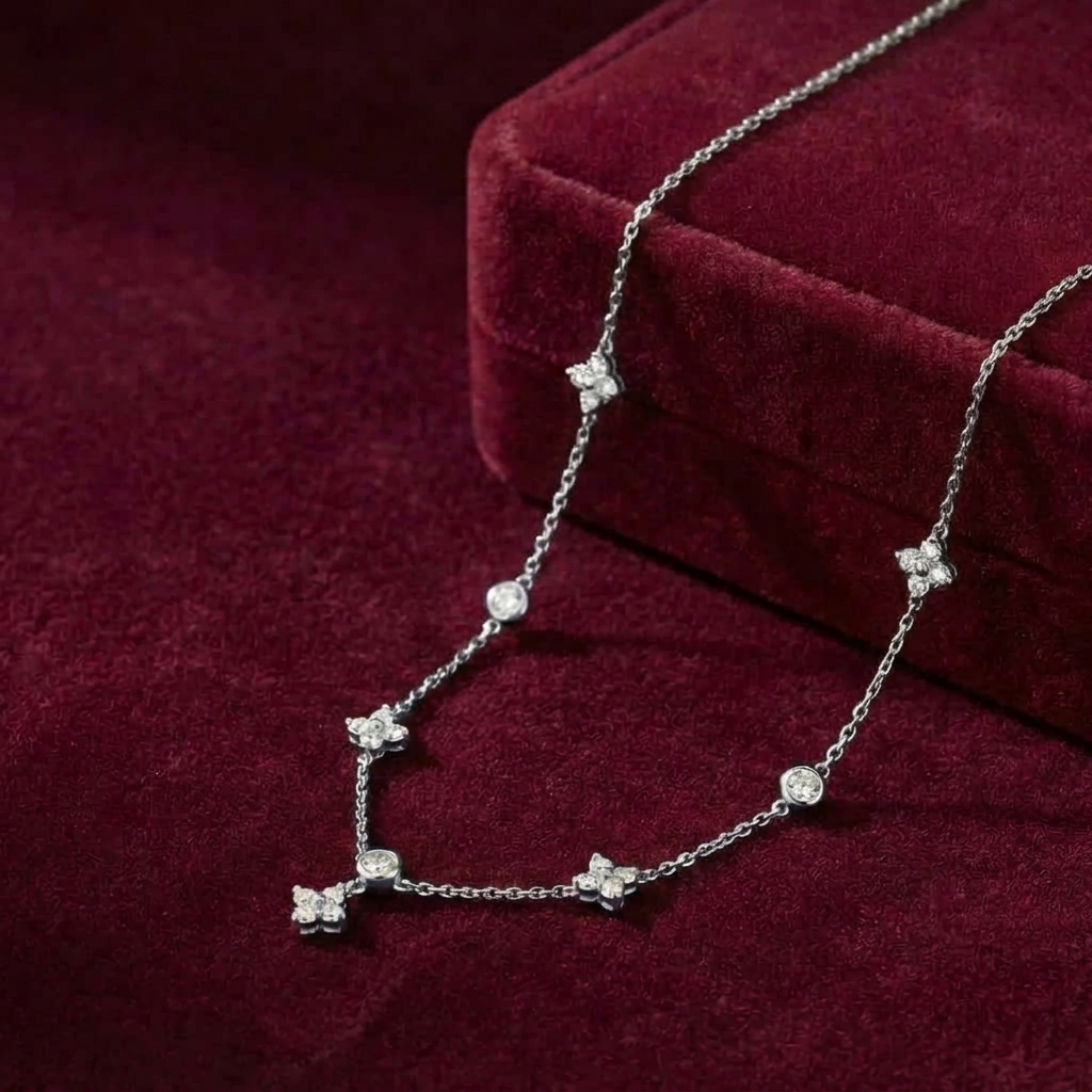 Dây Chuyền nữ cỏ 4 lá đính đá ChicEar Jewelry phong cách mới sang trọng nhẹ nhàng, quà tặng cao cấp cho người yêu
