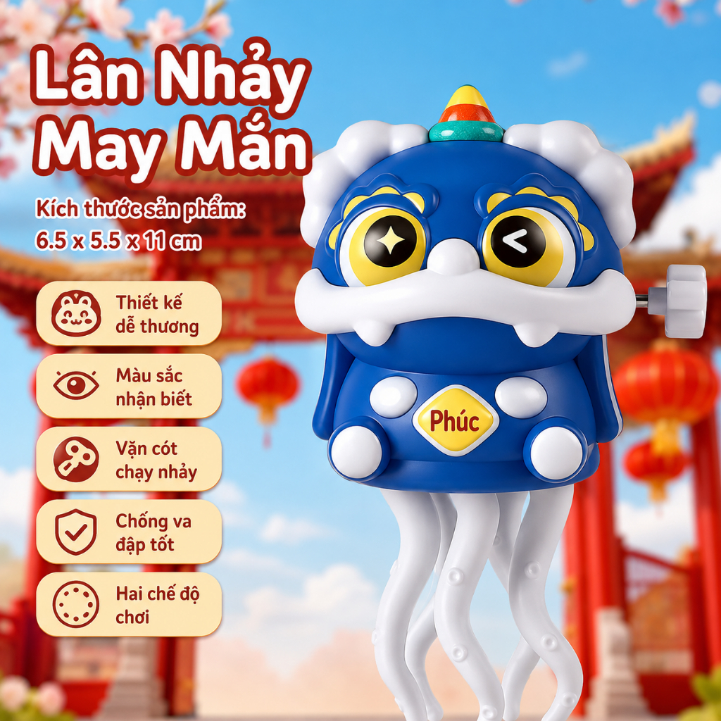 Đồ Chơi Sư Tử Múa Lân Lên Dây Cót Cho Bé – Mô Hình Nhảy Múa Vui Nhộn, Tự Di Chuyển