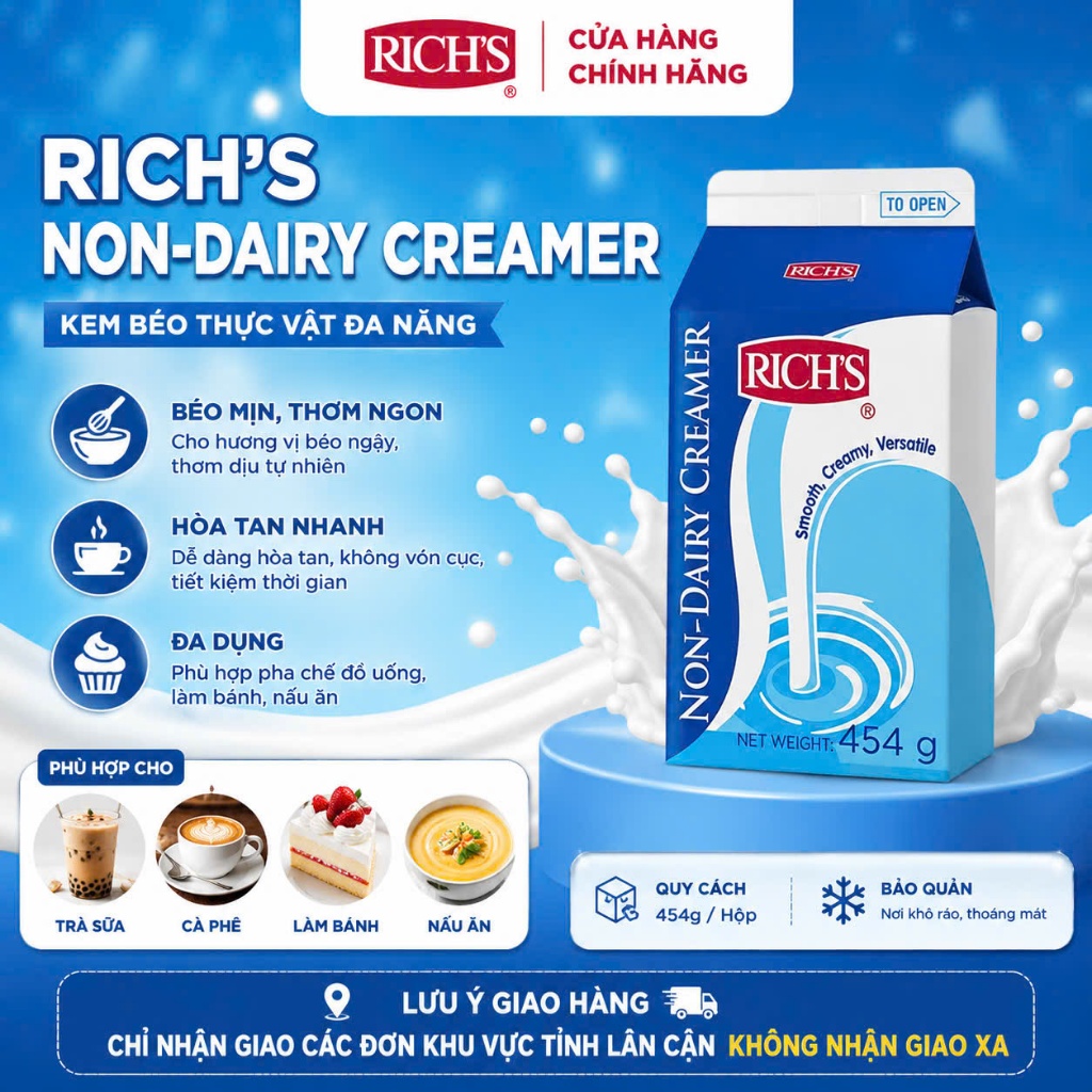 Kem Béo thực vật Rich’s lùn -  Non Dairy Creamer - 454G/h (HOẢ TỐC HCM)