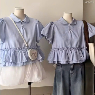 ( ÁO XINH DIỆN HÈ ) Áo babydoll kẻ sọc cổ bẻ dễ thương dành cho nữ