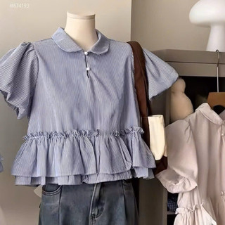 ( ÁO XINH DIỆN HÈ ) Áo babydoll kẻ sọc cổ bẻ dễ thương dành cho nữ