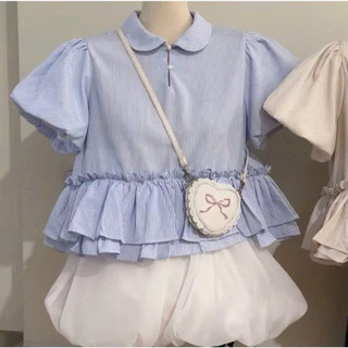 ( ÁO XINH DIỆN HÈ ) Áo babydoll kẻ sọc cổ bẻ dễ thương dành cho nữ