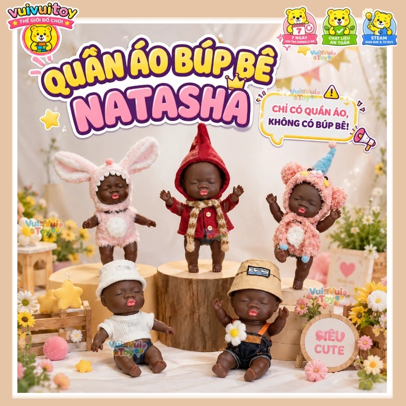 Quần áo cho búp bê đen Natasha – Đồ mặc cho búp bê dễ thương