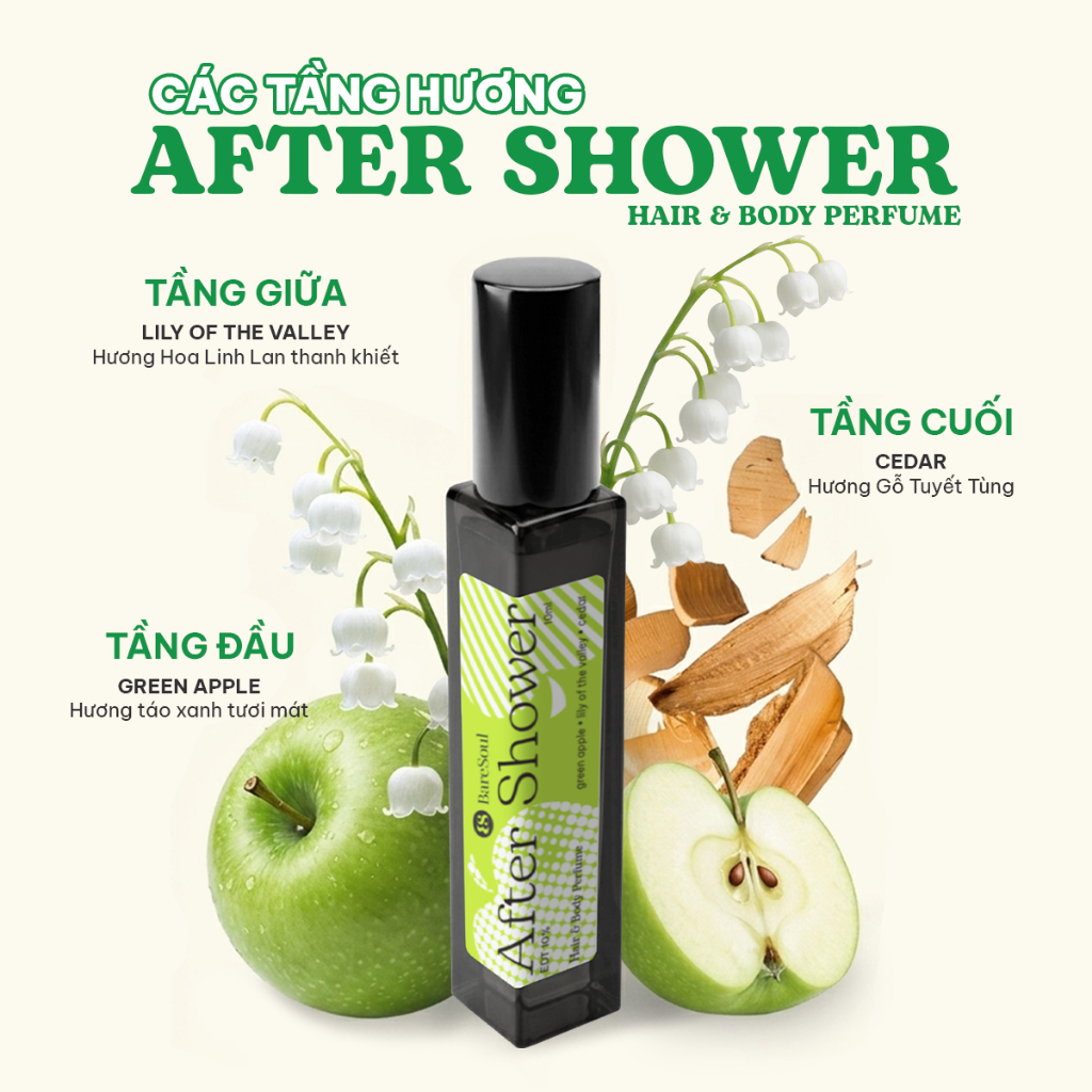 [MUA 2 TÍNH TIỀN 1] Nước hoa cho tóc và cơ thể mùi hương BareSoul AFTER 10ml
