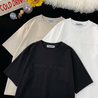Áo thun Local Brand dập nổi 'made in pain' form rộng unisex vải cotton essential collection pdz04