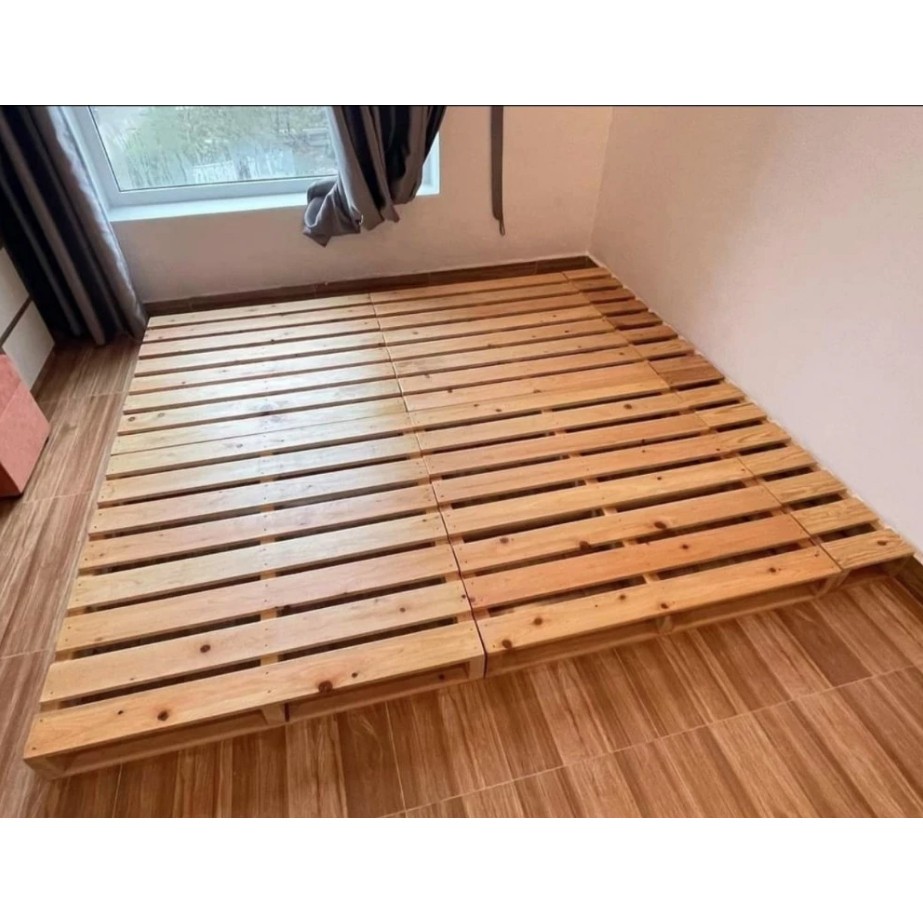 Pallet Giường Gỗ Tự Nhiên Cao Cấp Home Decor, Giường Gỗ Mới Gấp Gọn, Hở Chân Cao 10cm Chống Ẩm Mốc Nhiều Kích Thước