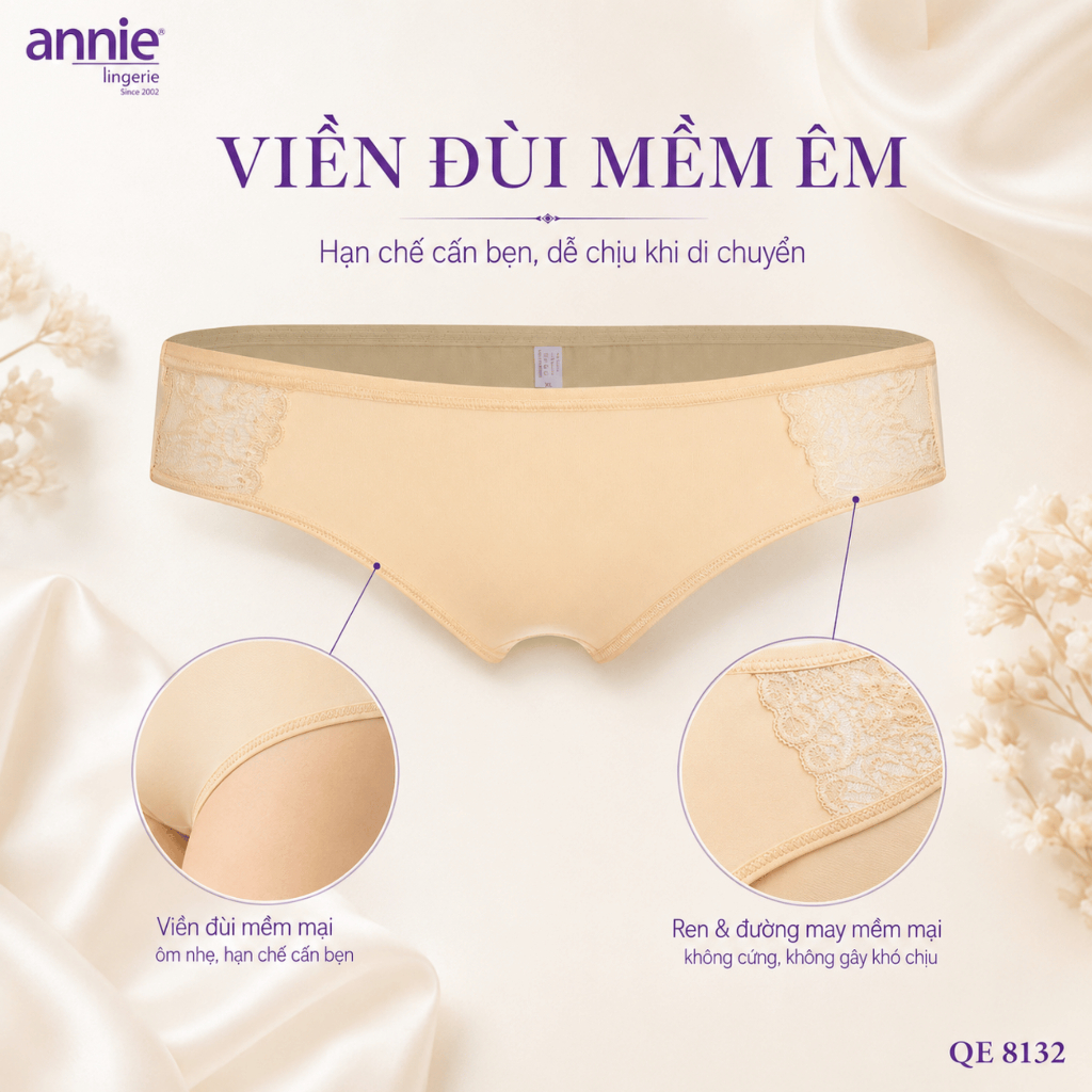 Quần lót nữ thun lạnh lưng thấp cao cấp annie co giãn thoải mái  không hóa chất độc hại da QE8132