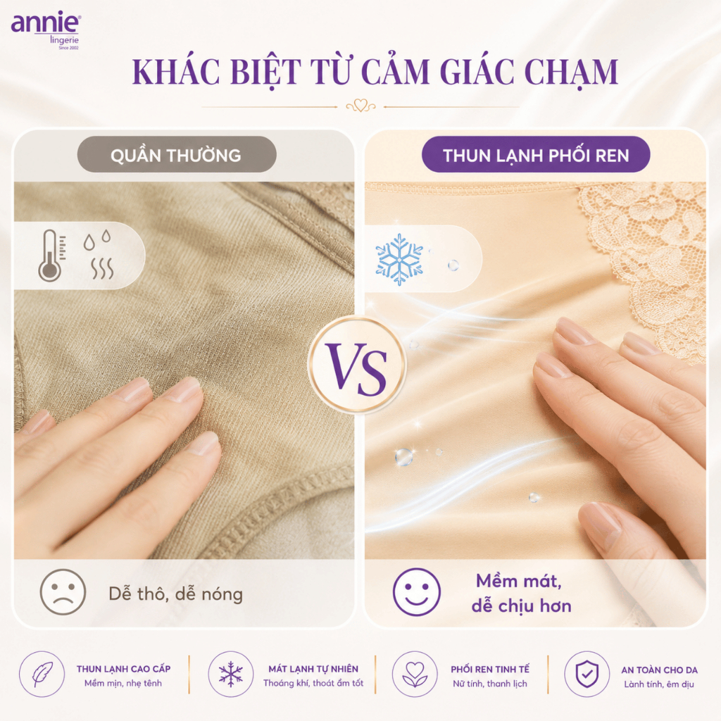 Quần lót nữ thun lạnh lưng thấp cao cấp annie co giãn thoải mái  không hóa chất độc hại da QE8132
