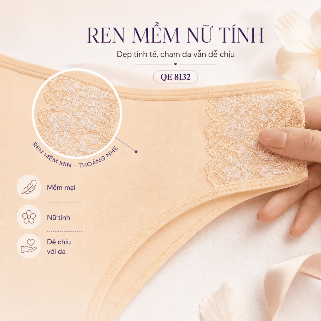 Quần lót nữ thun lạnh lưng thấp cao cấp annie co giãn thoải mái  không hóa chất độc hại da QE8132