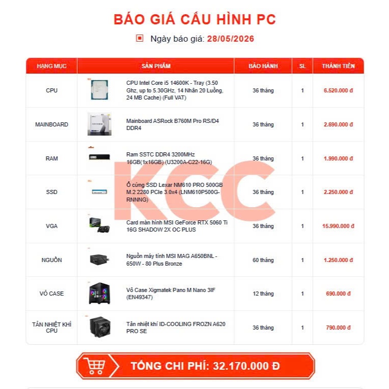 Bộ PC Quốc Dân Chơi Game Làm Việc i5 14400F, i5 14600K, i5 12400F - RTX 5060 5060 TI 16GB 3060 12GB - Bảo hành 3 năm | BigBuy360 - bigbuy360.vn