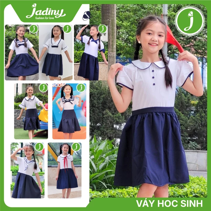 9 mẫu váy liền đi học dành cho học sinh cấp 1,2,3 thiết kế đẹp vải tốt, đầm học sinh Jadiny