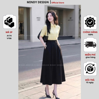 V106 - Chân váy A xếp ly dài tôn dáng, thiết kế cao cấp MindyDesign