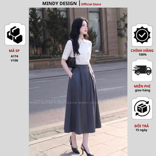 V106 - Chân váy A xếp ly dài tôn dáng, thiết kế cao cấp MindyDesign