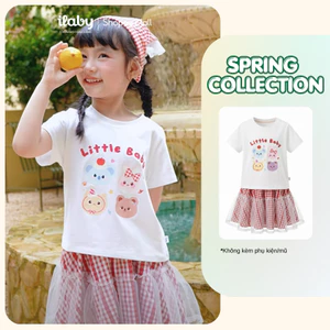 [ILABY 10-40kg] Set bộ bé gái, áo phông và chân váy phối voan xòe điệu đà [3951]