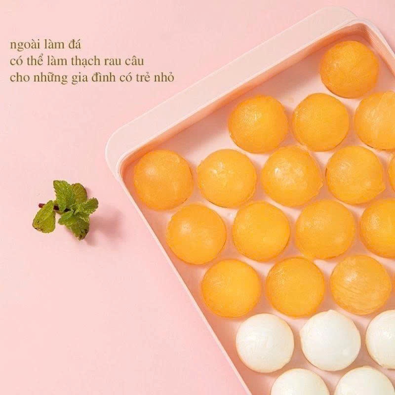 Khay Đá Bi 33 Viên Khuôn Làm Đá Tròn Làm Thạch Rau Câu Đá Trái Cây Tiện Lợi