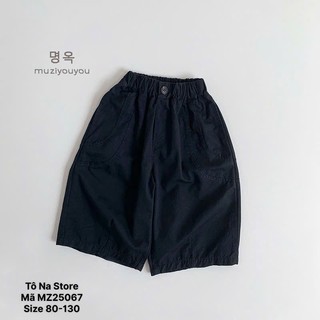 Quần Short Thô Mềm Form Suông Cho Bé Từ 9-28kg Ống Rộng QCCC Trơn Màu Cạp Chun Thời Trang MZ25067