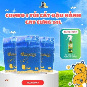 Combo 3 Túi Cát Đậu Nành CAT CƯNG 8L (2.5kg) - Vón Cục Cực Nhanh, Xả Bồn Cầu, Khử Mùi - Libra Pet
