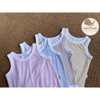 Body chip 3 lỗ sát nách kẻ caro chất liệu cotton pettit mềm mát cho bé