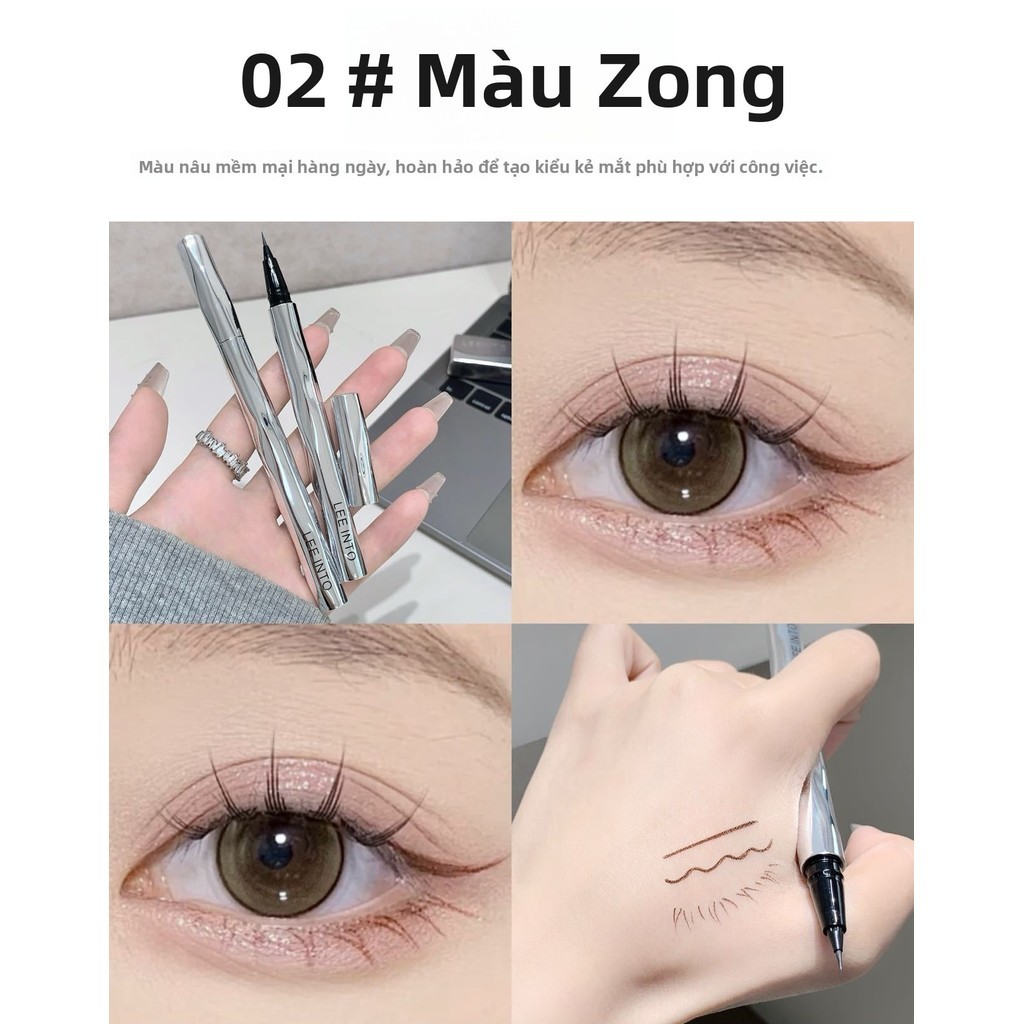 LEEINTO bút kẻ mắt,đầu siêu mảnh, khô nhanh,chống nước,không thành mắt gấu trúc,đen,nâu