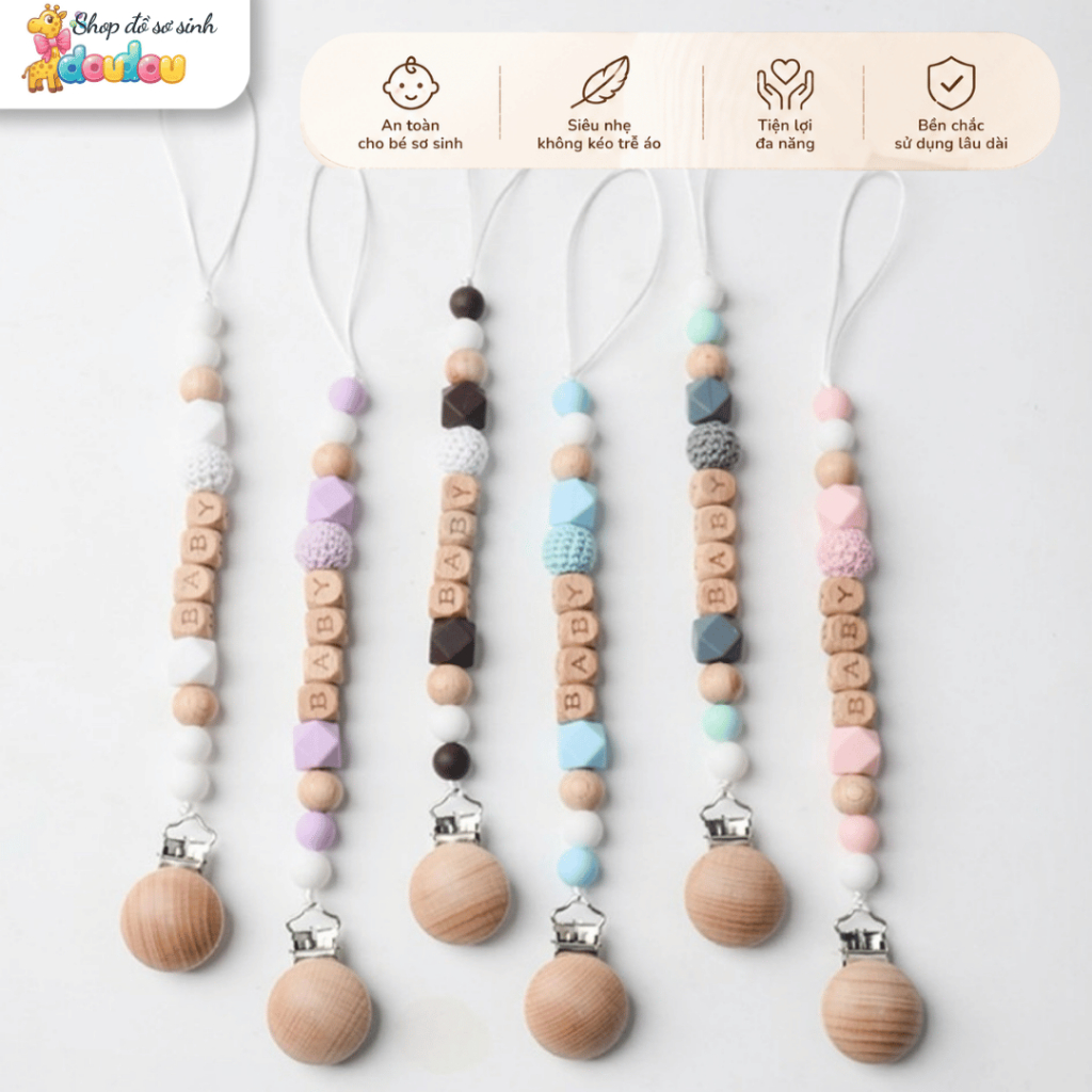 Dây Đeo Kẹp Ti Giả Gỗ Tự Nhiên DouDou Chống Rơi Mất Cho Bé A27