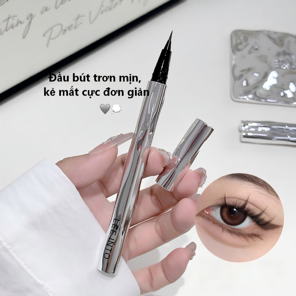 LEEINTO bút kẻ mắt,đầu siêu mảnh, khô nhanh,chống nước,không thành mắt gấu trúc,đen,nâu