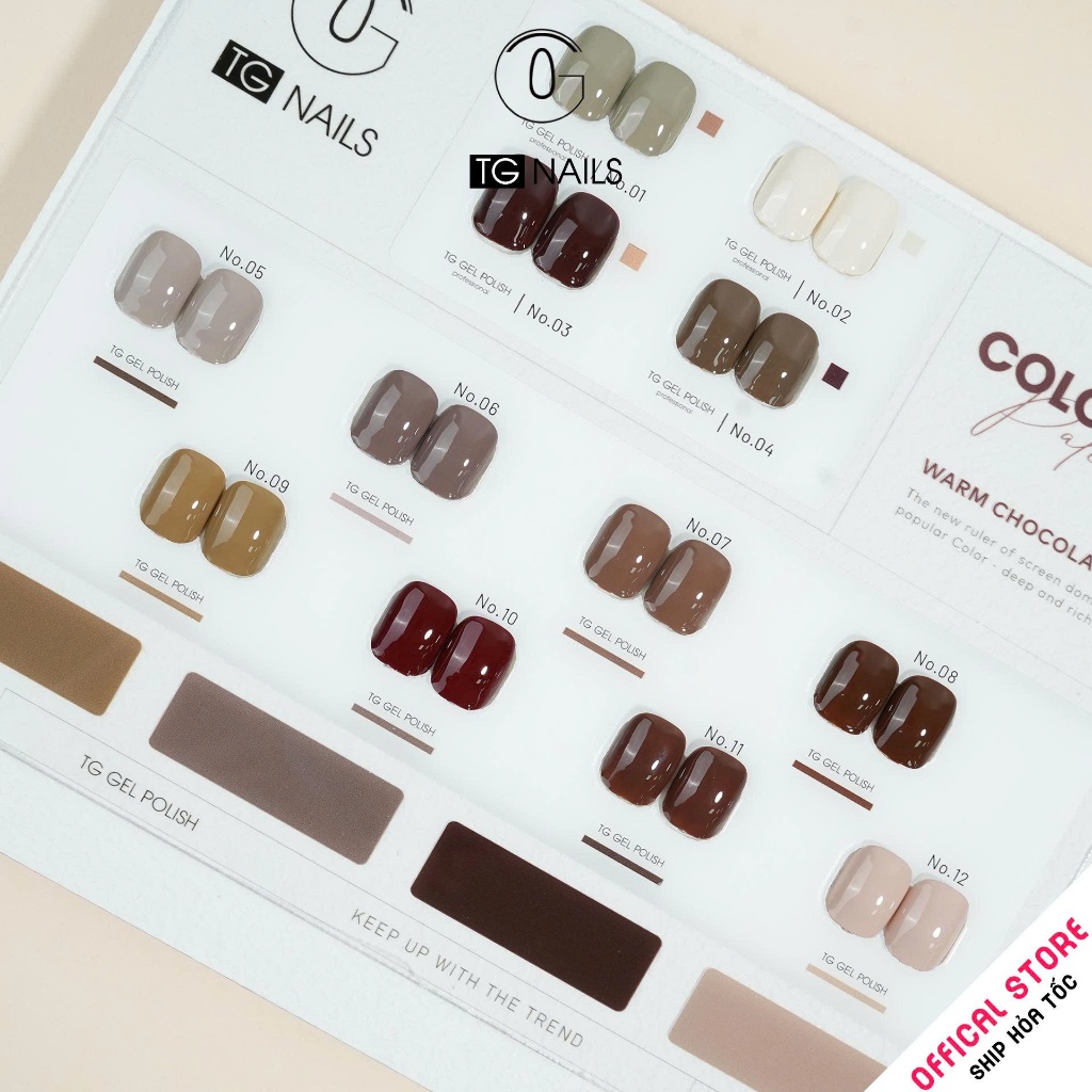 Set set sơn gel TG 12 màu warm chocolate - tone nâu cafe thời thượng