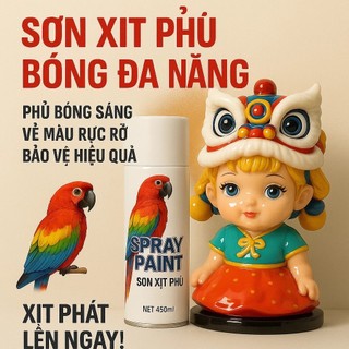 Sơn Xịt Phủ Bóng Đa Năng 450ML | Clear Bóng Acrylic Nhanh Khô Cho Gỗ Nhựa Kim Loại DIY